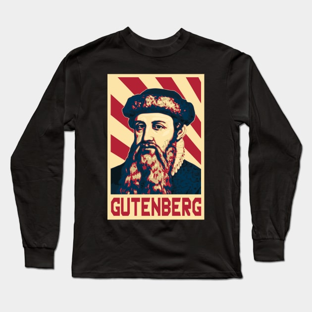 Johannes Gutenberg Retro Long Sleeve T-Shirt by Nerd_art